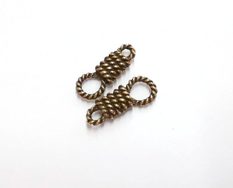 4 Bales of Rope Charms Connector Antique Bronze Plated Charms (25x10mm) G21186
