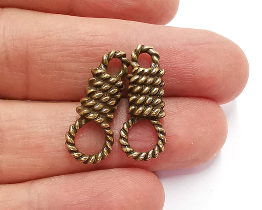4 Bales of Rope Charms Connector Antique Bronze Plated Charms (25x10mm) G21186