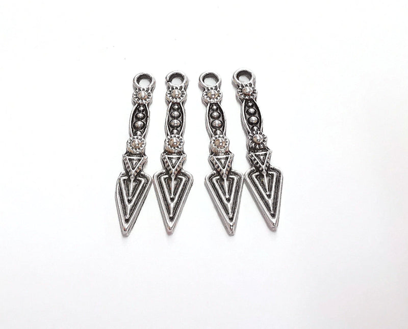 10 Silver Charms Antique Silver Plated Charms (33x7mm)  G21195