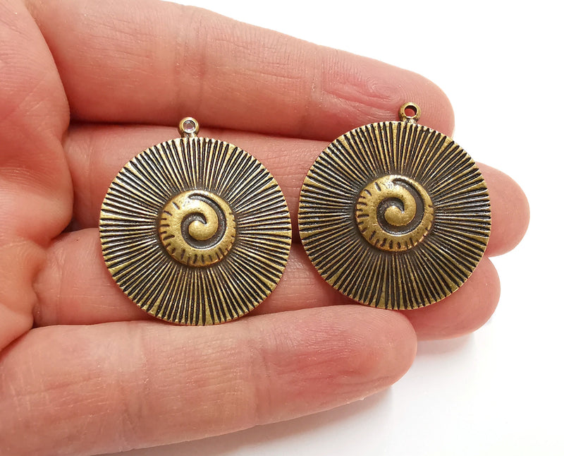2 Antique Bronze Charms Antique Bronze Plated Charms (34x32mm)  G21419