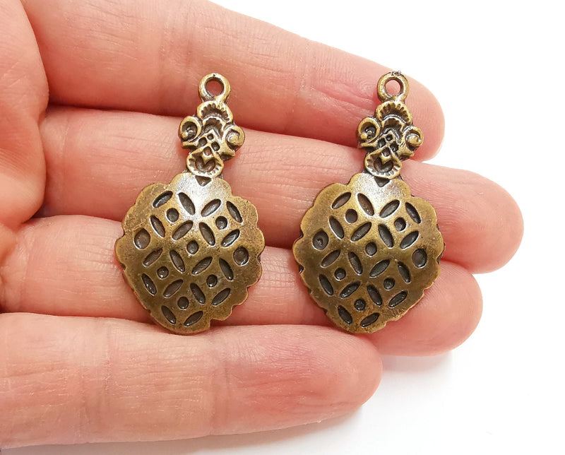 2 Antique Bronze Charms Antique Bronze Plated Charms (43x23mm)  G21421