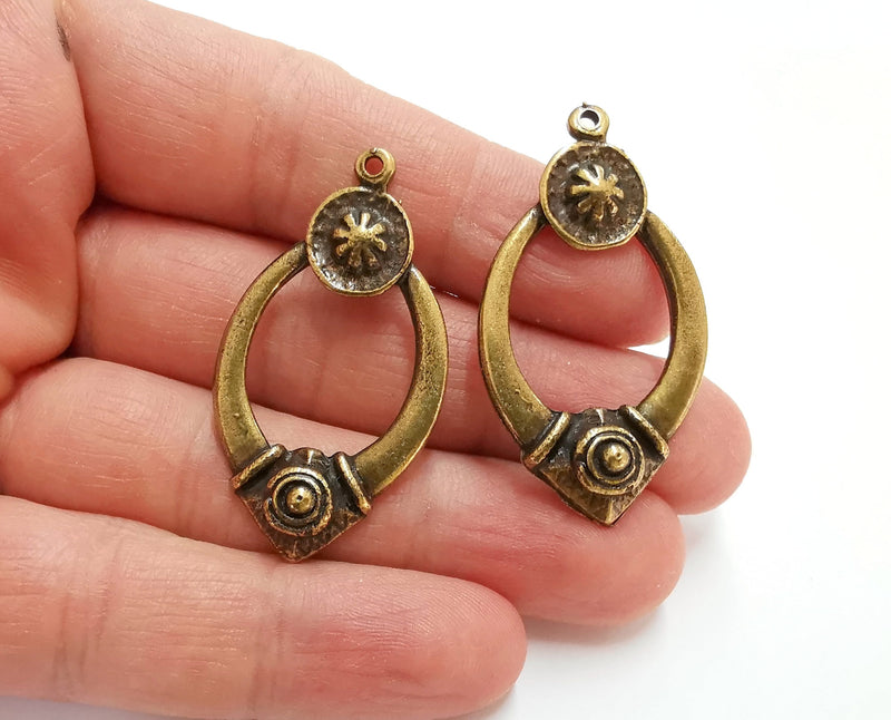 2 Antique Bronze Charms Antique Bronze Plated Charms (46x25mm)  G21426