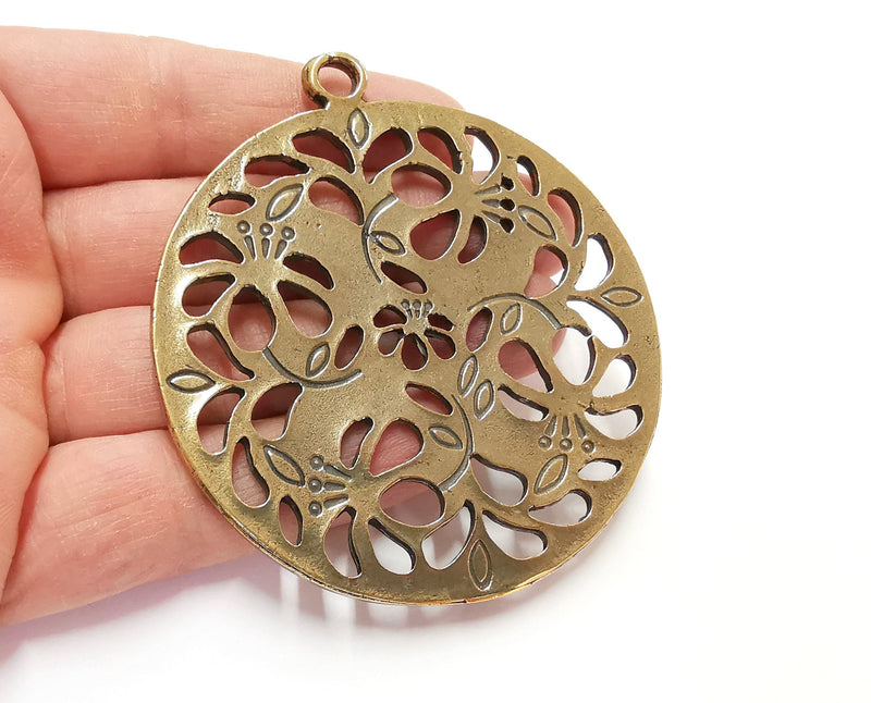 Flowers Pendant Antique Bronze Plated Pendant (82x73mm)  G21218