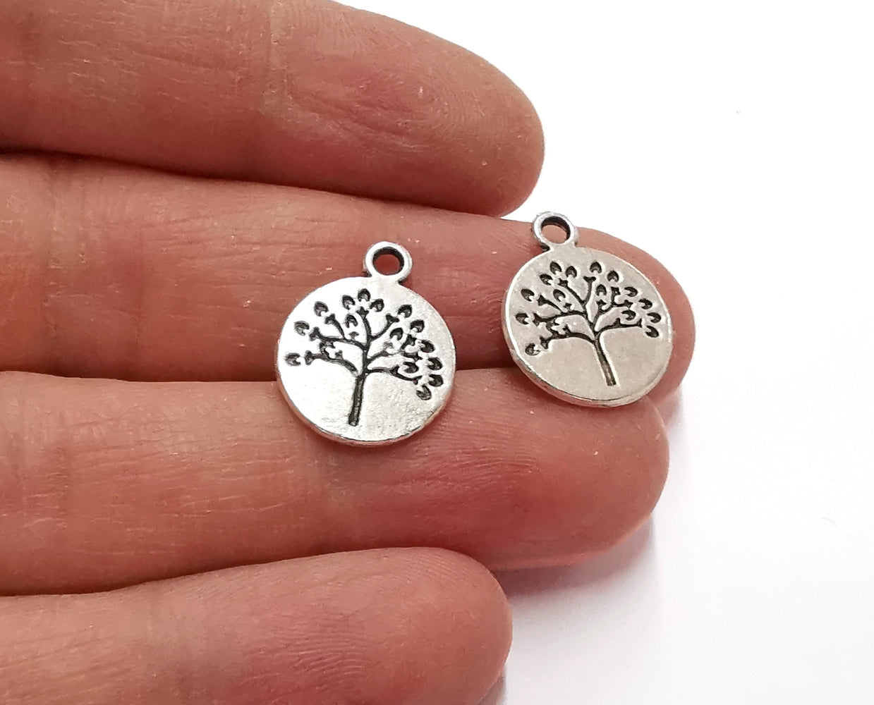 10 Tree Charms Antique Silver Plated Charms (18x14mm)  G21219