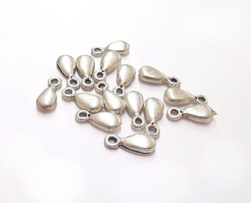 10 Drop Charms Antique Silver Plated Charms (17x7mm)  G24331