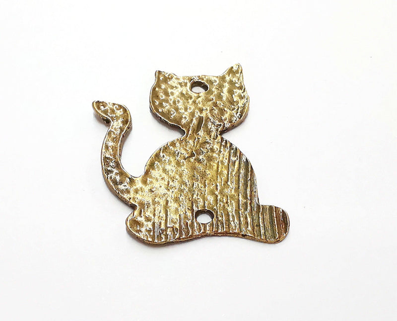 2 Cat Charms Antique Bronze Plated Charms (45x34mm)  G21221