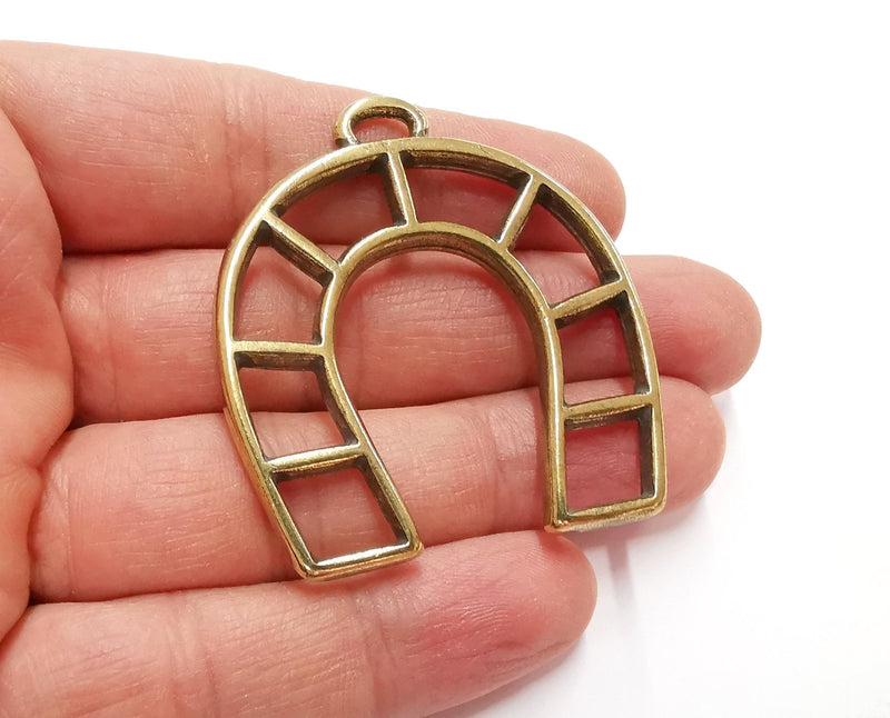 Horse Shoe Pendant Antique Bronze Plated Pendant (52x47mm)  G21223