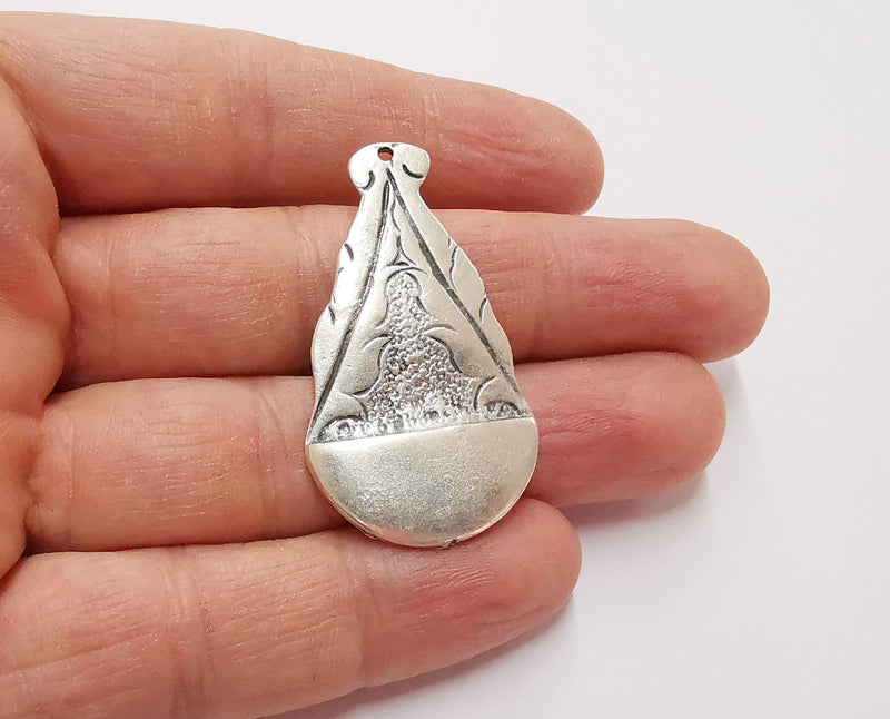 2 Silver Charms Antique Silver Plated Charms (45x25mm)  G21226