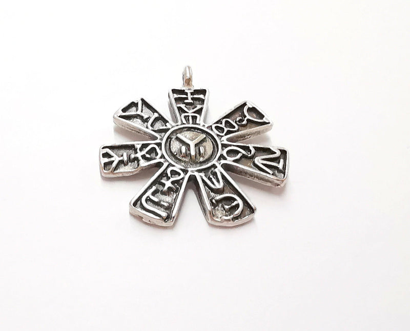 Sun Pendant Antique Silver Plated Pendant (41x36mm)  G21229