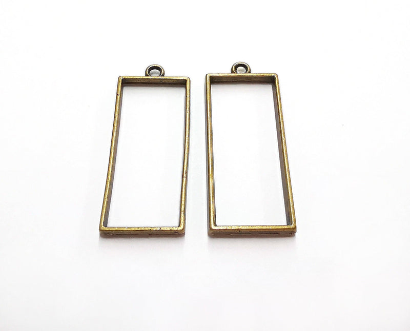 4 Rectangle Bezel Charms Antique Bronze Plated Charms (48x19mm) G21234