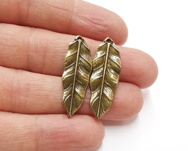 4 Leaf Charm Antique Bronze Plated Charm (34x12mm) G21241