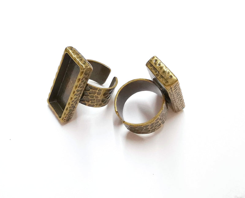 Ring Blank Setting Hammered Ring Base Bezel inlay Ring Backs Glass Cabochon Mounting Adjustable Antique Bronze Plated Ring (25x10mm ) G21246