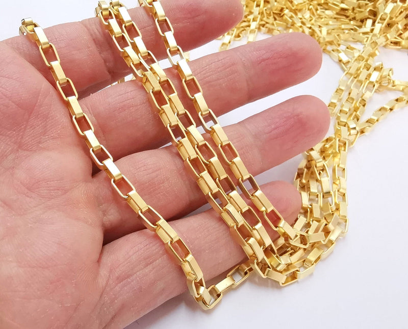 Gold Plated Box Chain 1 Meter - 3.3 Feet  (7x4.4 mm)  G21253