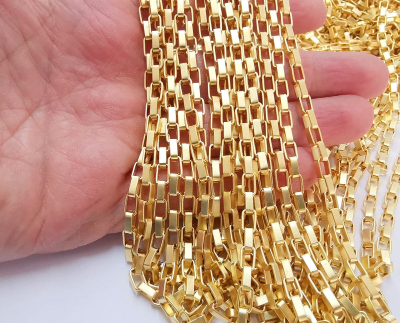 Gold Plated Box Chain 1 Meter - 3.3 Feet  (7x4.4 mm)  G21253
