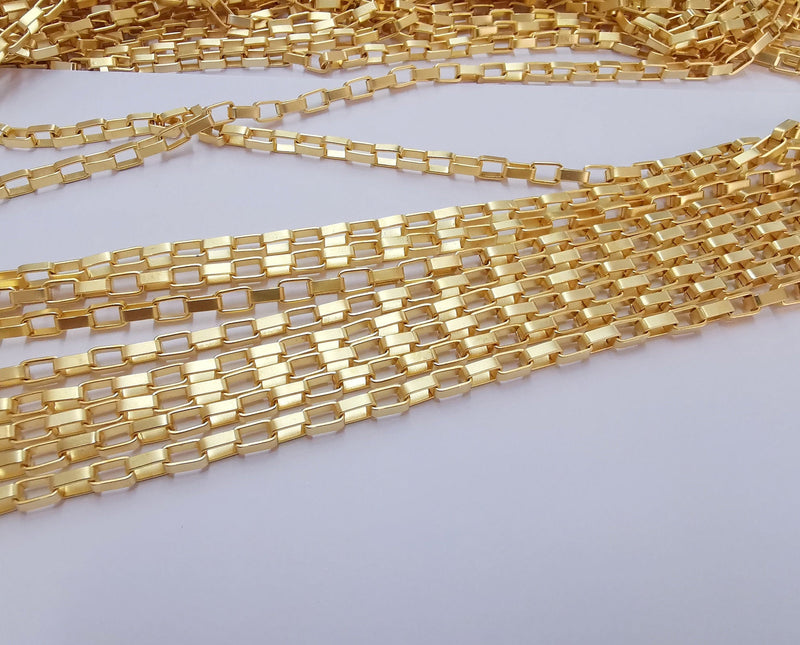 Gold Plated Box Chain 1 Meter - 3.3 Feet  (7x4.4 mm)  G21253