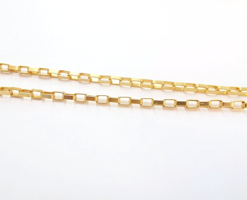 Gold Plated Box Chain 1 Meter - 3.3 Feet  (7x4.4 mm)  G21253