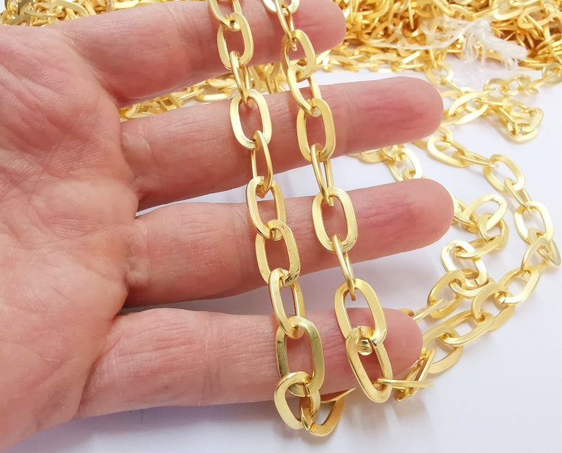 Gold Plated Cable Large Chain 1 Meter - 3.3 Feet  (15.5x9.2 mm)  G21258