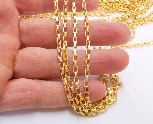 Gold Plated Box Chain 1 Meter - 3.3 Feet  (4.7x3 mm)  G21260