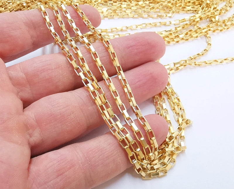 Gold Plated Box Chain 1 Meter - 3.3 Feet  (4.7x3 mm)  G21260