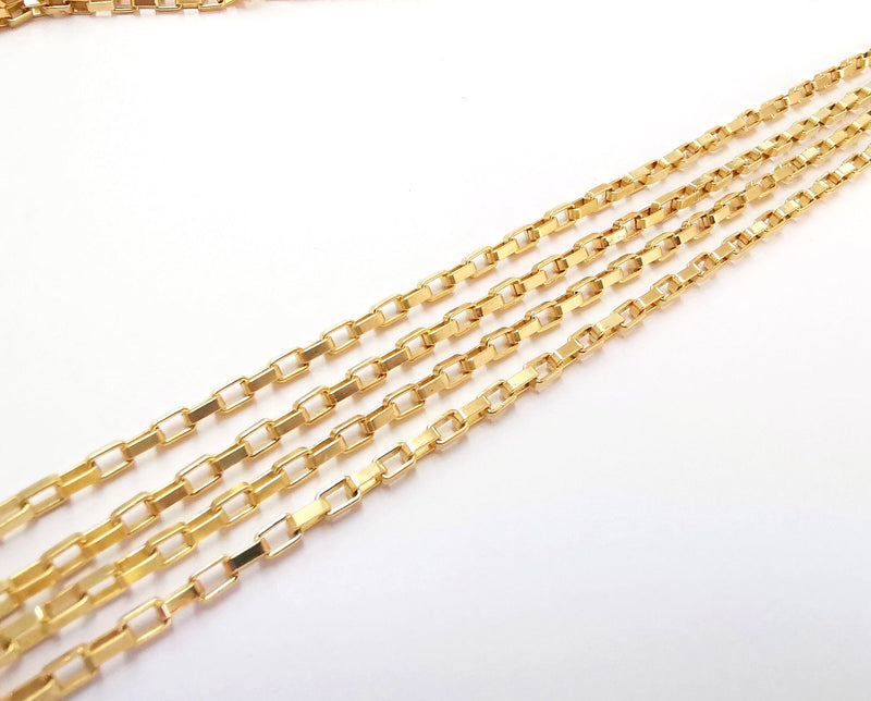 Gold Plated Box Chain 1 Meter - 3.3 Feet  (4.7x3 mm)  G21260