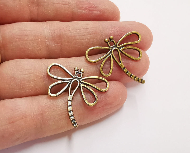 4 Dragonfly Charms Antique Bronze Plated Charms (29x28mm)  G21268