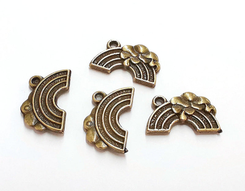6 Rainbow Charms Antique Bronze Plated Charms (19x12mm) G21430