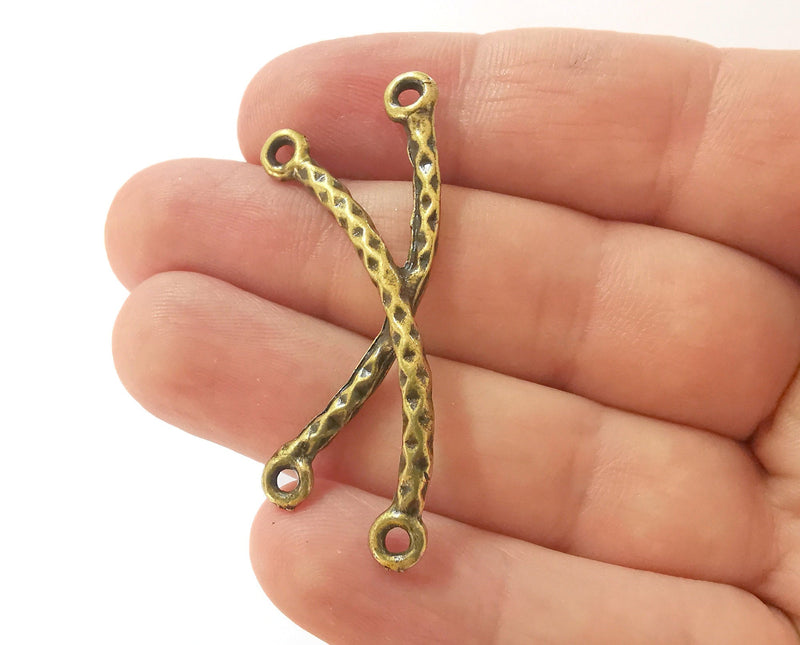 4 Antique Bronze Charms Connector Antique Bronze Plated Charms (50mm)  G21435