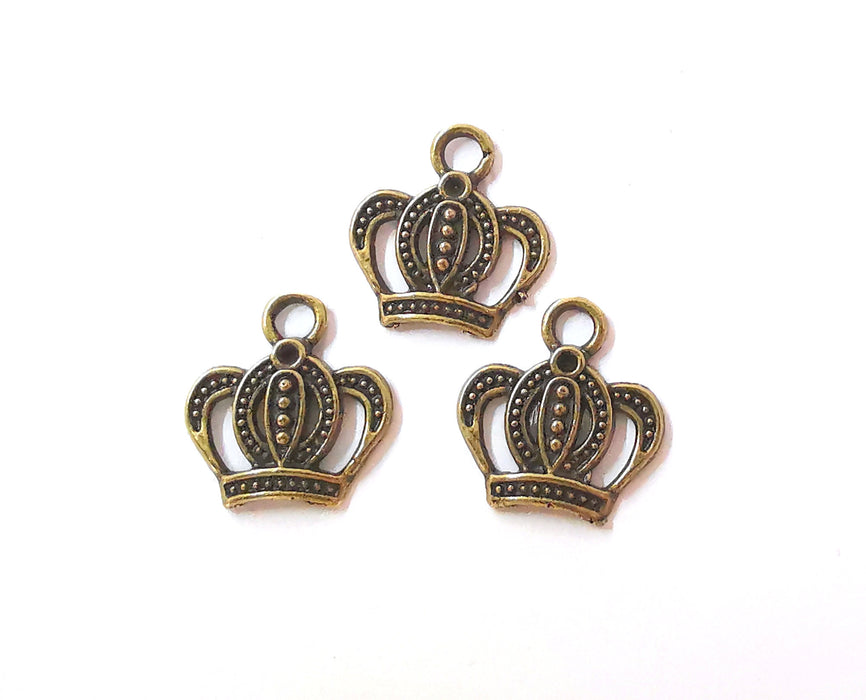 10 Crown Charms Antique Bronze Plated Charms (16x15mm)  G21436