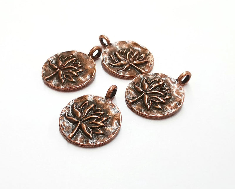 10 Lotus Charms Flower Charms Antique Copper Plated Charms (21x16mm)  G21273