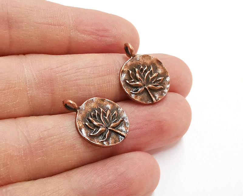 10 Lotus Charms Flower Charms Antique Copper Plated Charms (21x16mm)  G21273