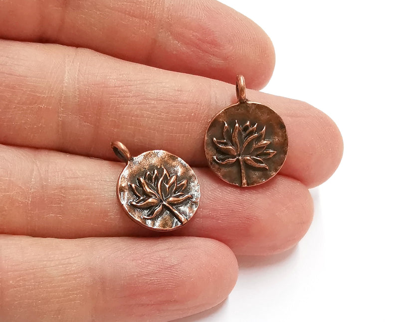 10 Lotus Charms Flower Charms Antique Copper Plated Charms (21x16mm)  G21273
