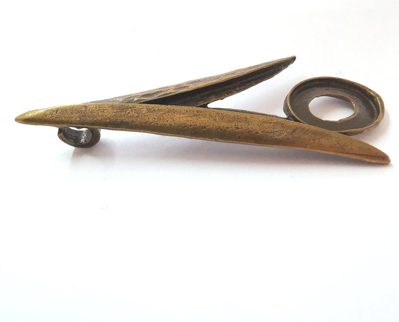 Antique Bronze Pendant Blank Cabochon Bezel Antique Bronze Plated (88x35mm)(24x17mm Blank)  G21438