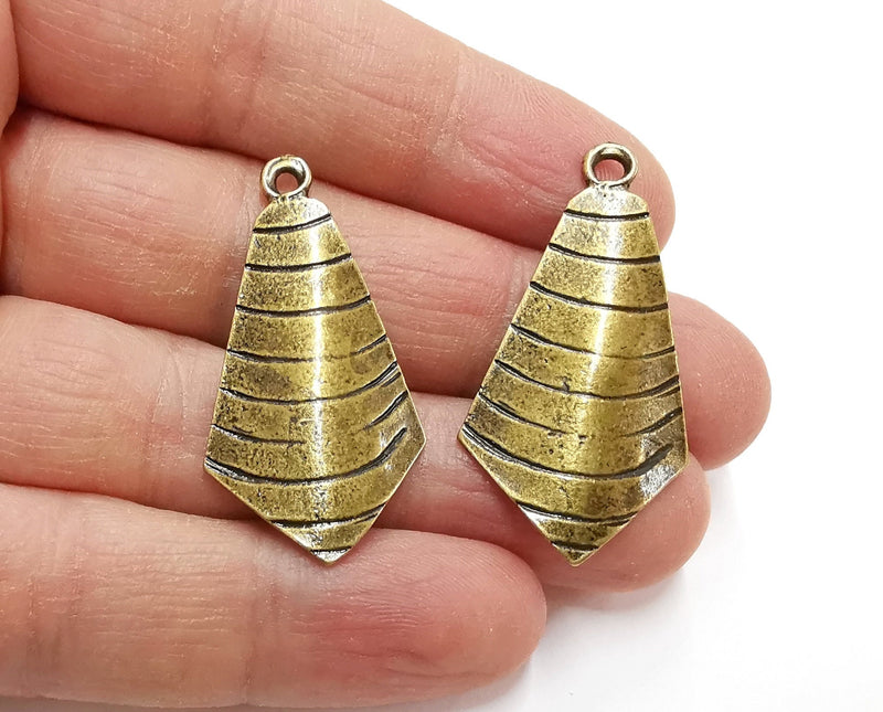 2 Antique Bronze Charms Antique Bronze Plated Charms (41x21mm)  G21287