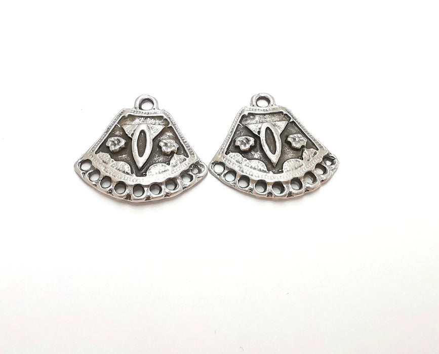 2 Silver Charms Connector Antique Silver Plated Charms (28x27mm)  G21802