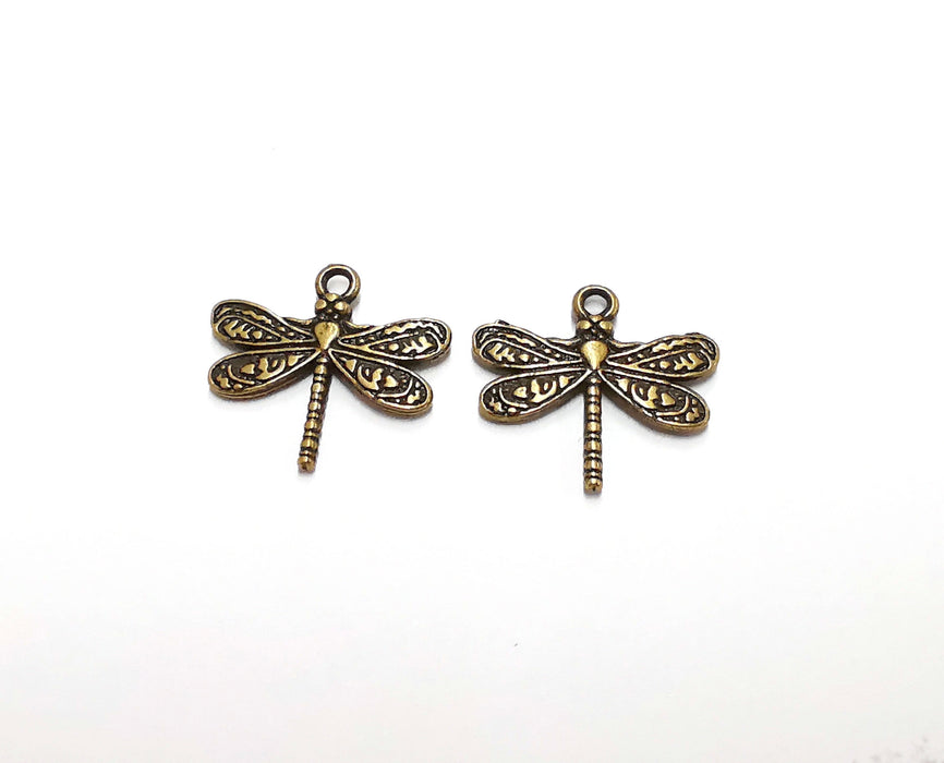 10 Dragonfly Charms Antique Bronze Plated Charms (21x19mm)  G18334