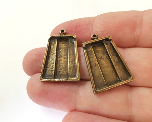 2 Hammered Base Resin Base Pendant Blank inlay Blank Mosaic Blank Bezel Setting Mountings Antique Bronze Plated Metal (21x16mm blank) G21445
