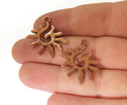 4 Sun Charms Antique Copper Plated Charms (27x27mm)  G21449