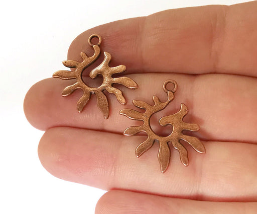 4 Sun Charms Antique Copper Plated Charms (27x27mm)  G21449