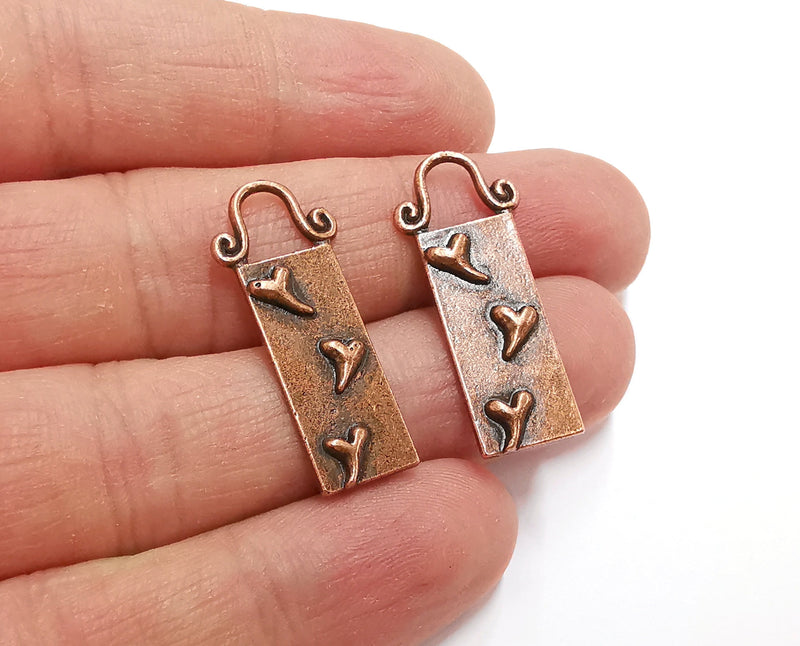 4 Copper Charms Antique Copper Plated Charms (31x13mm)  G21309