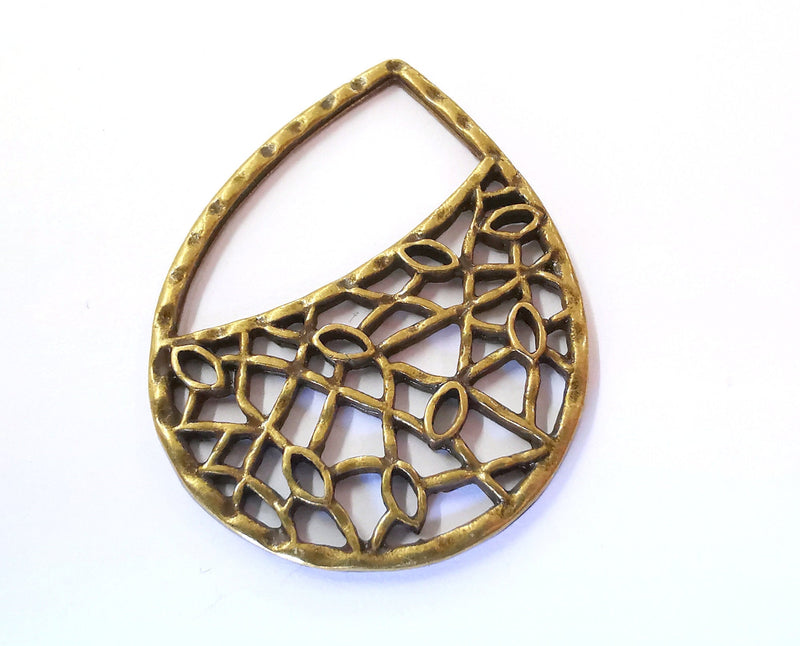 2 Drop Charms Antique Bronze Plated Charms (44x33mm)  G21465