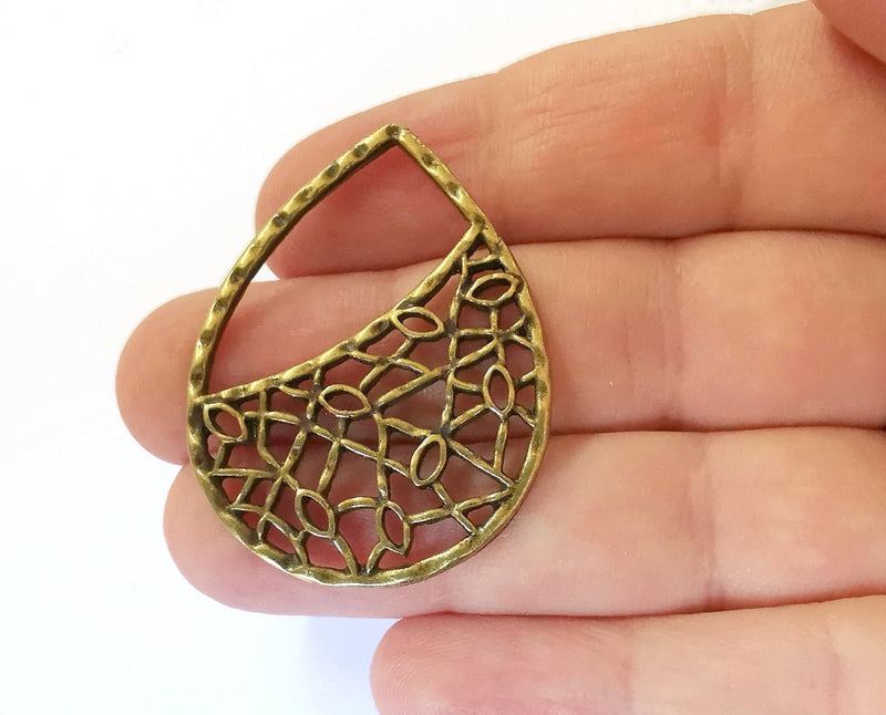 2 Drop Charms Antique Bronze Plated Charms (44x33mm)  G21465
