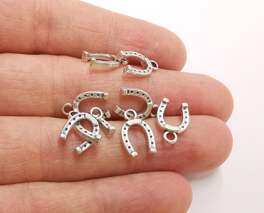 20 Horseshoe Charms Antique Silver Plated Charms (14x9mm)  G21316