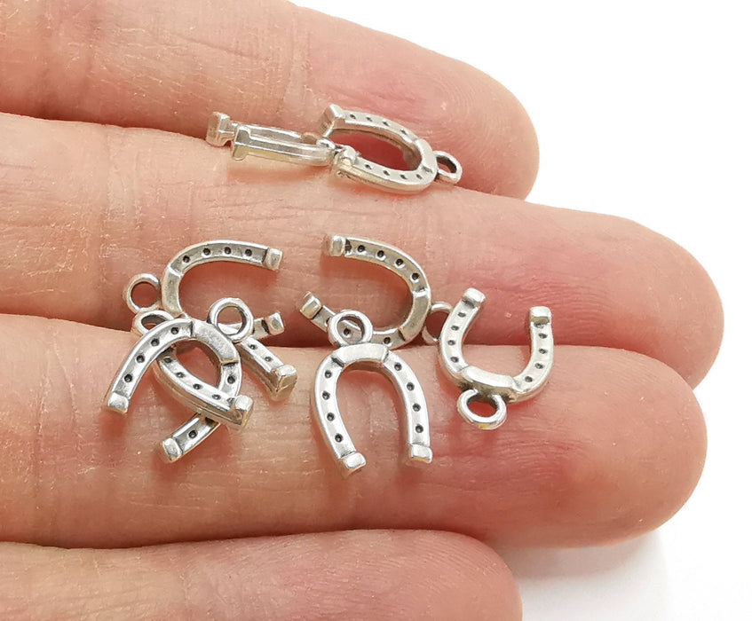 20 Horseshoe Charms Antique Silver Plated Charms (14x9mm)  G21316