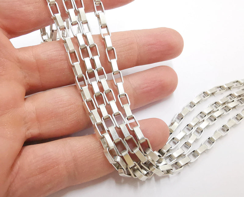 Antique Silver Plated Box Chain 1 Meter - 3.3 Feet  (7x4.4 mm)  G21317