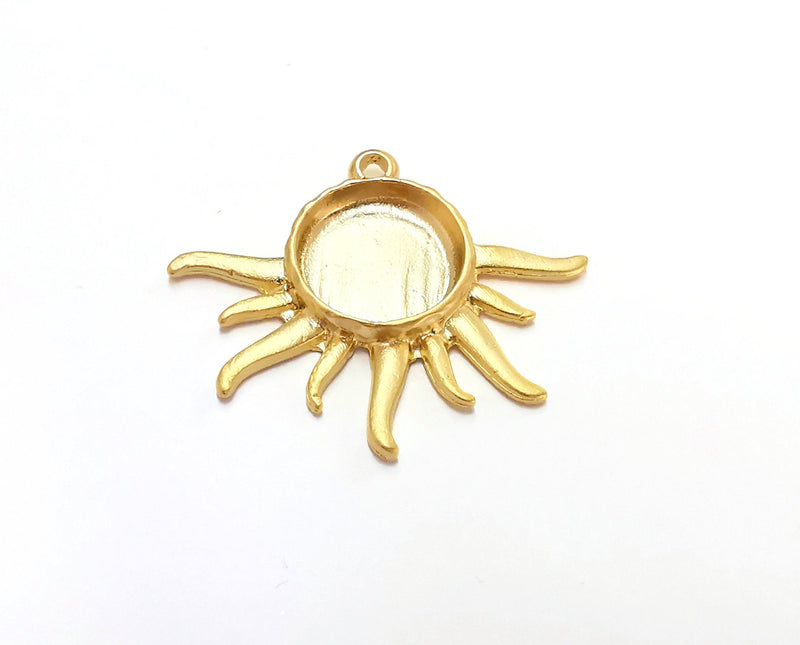 Sun Charms Blank Bezel Resin Bezel Mosaic Mountings Gold Plated Charms (42x35mm) (16 mm Bezel Inner Size)  G21319