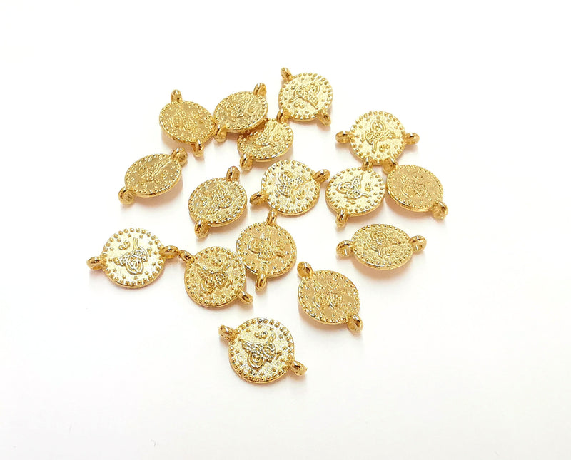 10 Ottoman Signature Charms Connector Gold Plated Charms (15x10mm)  G21325