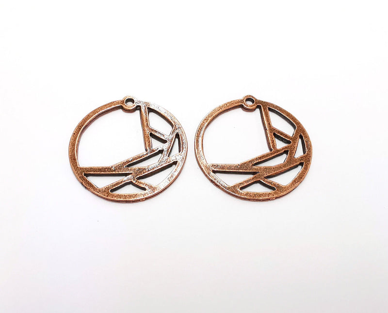 2 Copper Charms Antique Copper Plated Charms (35x33mm)  G21333