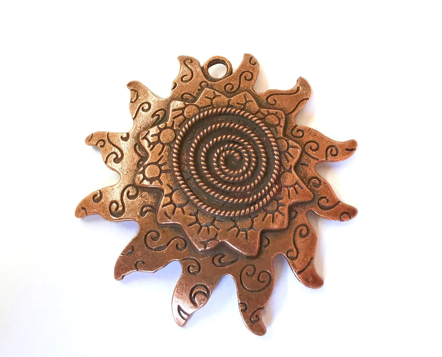 Sun Pendant Antique Copper Plated Pendant (68x68mm)  G24871