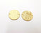 2 Gold Charms Connector Gold Plated Hammered Stamp Round Charm Tag Brass (22mm)   G21337