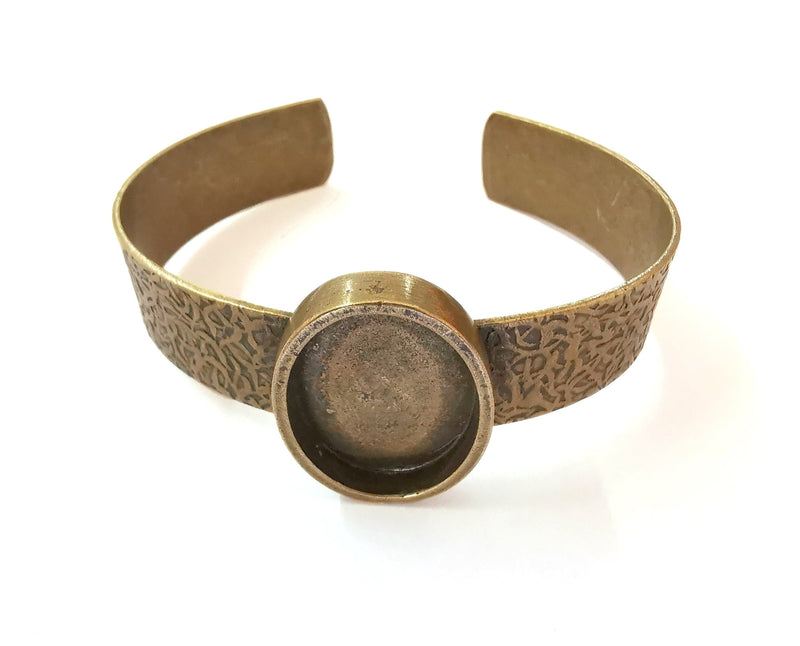 Bracelet Blank Resin Bangle Dry Flower inlay Blank Cuff Bezel Glass Cabochon Base Textured Adjustable Antique Bronze (25x18mm ) G21475